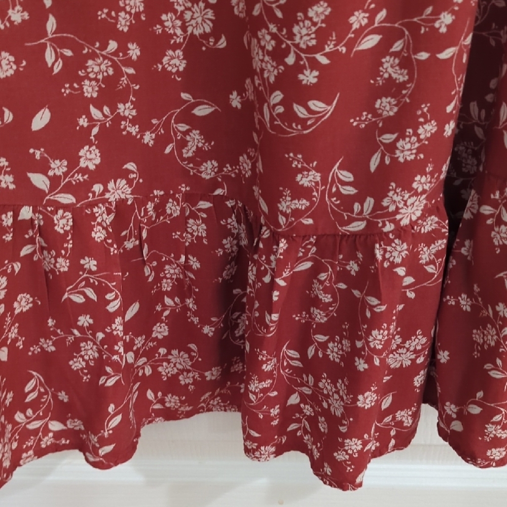 Rust Floral Ruffled Cami Dress - Picture 4 of 11
